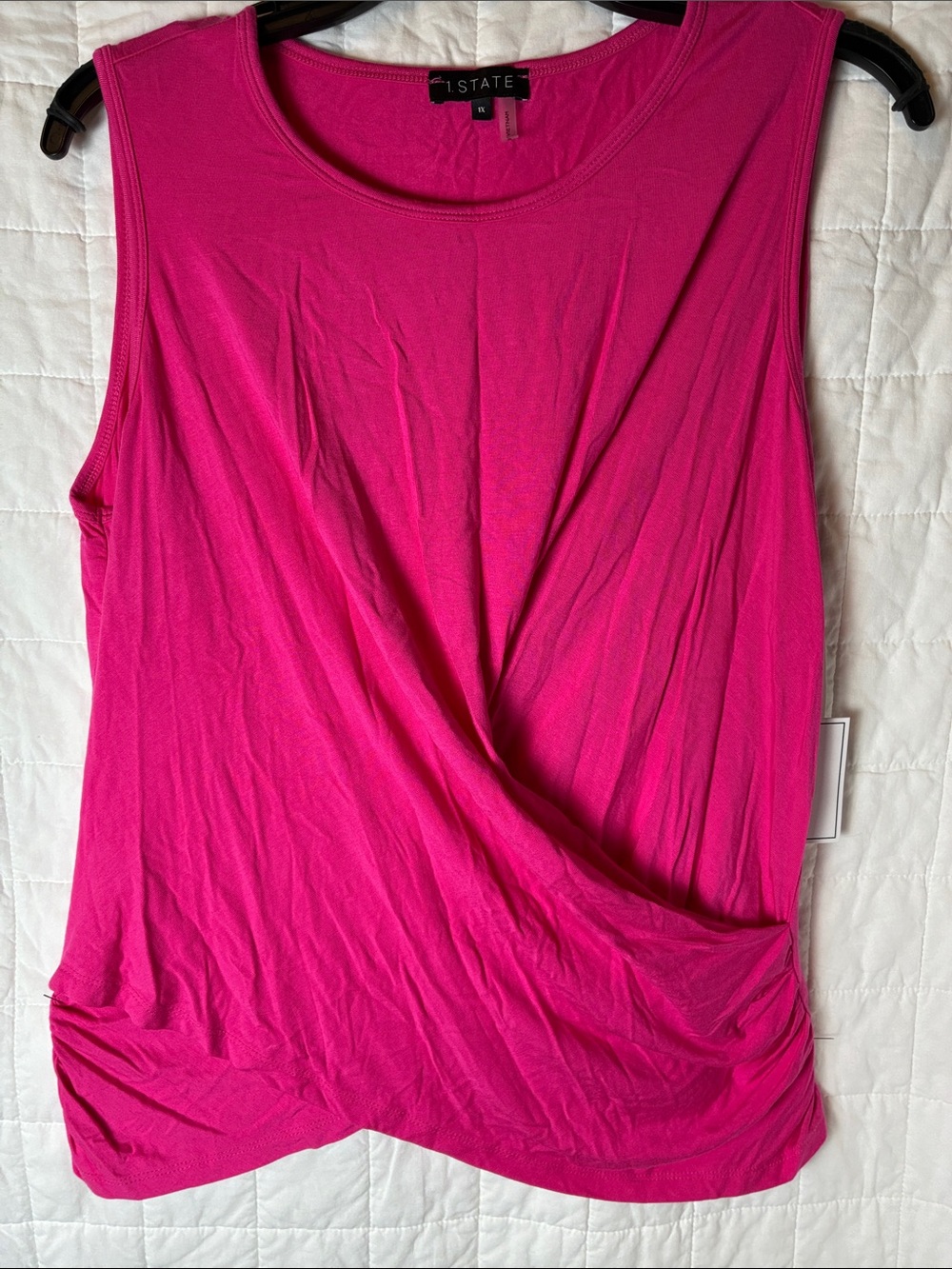 1. State Hot Pink Twist-Front Tank Top
